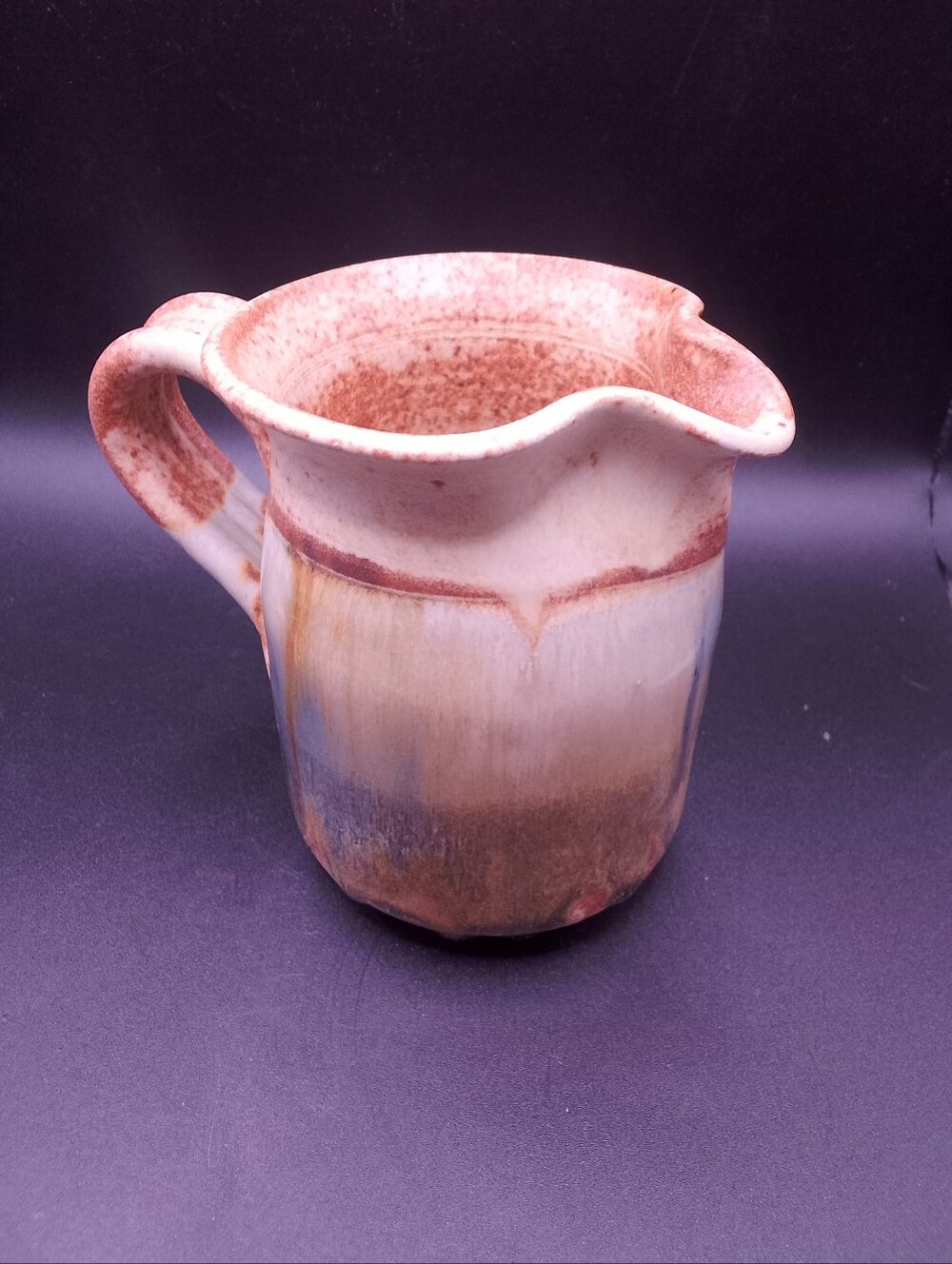 Drip Glaze Studio Pottery Creamer Signed Glass '86